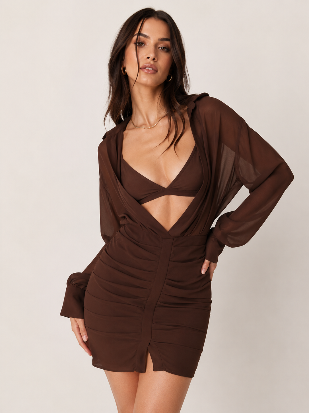 Mocha Muse Cut-Out Mini Dress 1