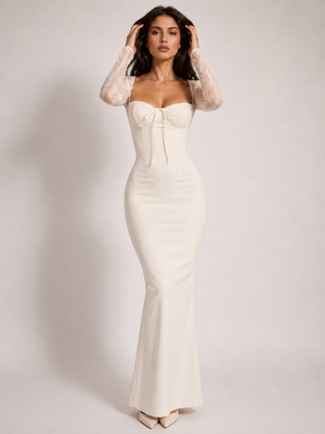 Ivory Enchanté Lace Corset Maxi Dress 3