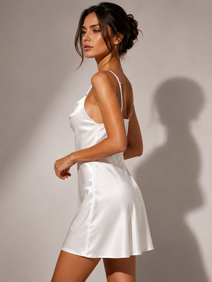 Ivory Luxe Satin Slip Mini Dress 4