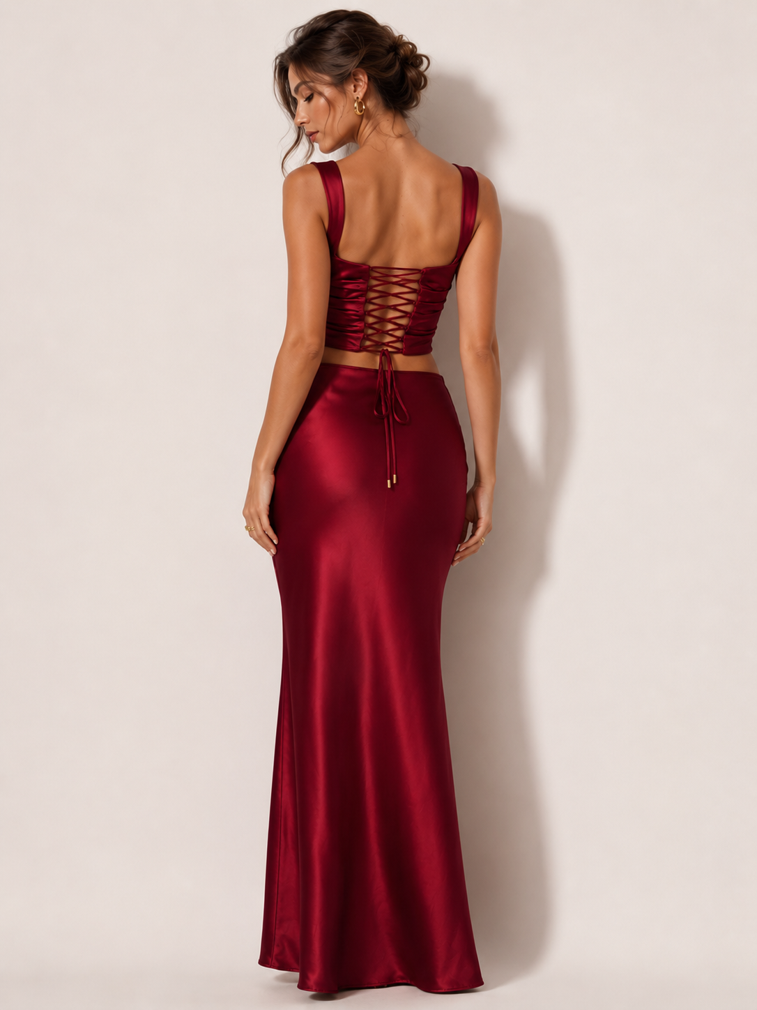Ruby Allure Satin Co-Ord Maxi Set 2