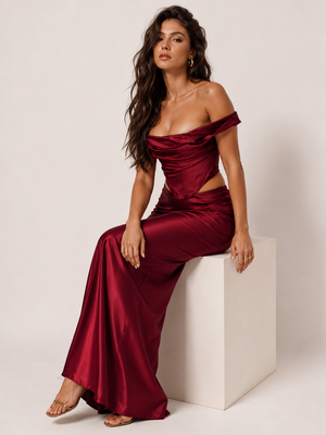 Ruby Allure Satin Co-Ord Maxi Set 3