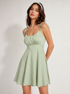 Sage Blossom Tie-Strap Mini Dress 1