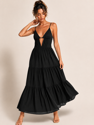 Midnight Breeze Cut-Out Maxi Dress – Black 1