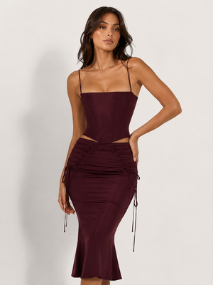 Bordeaux Sculpt Ruched Midi Dress 1
