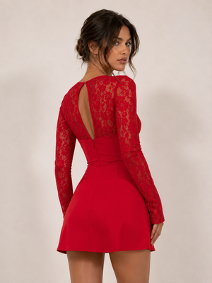 Scarlet Charm Bustier Mini Dress – Red 2