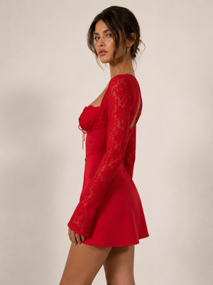 Scarlet Charm Bustier Mini Dress – Red 3