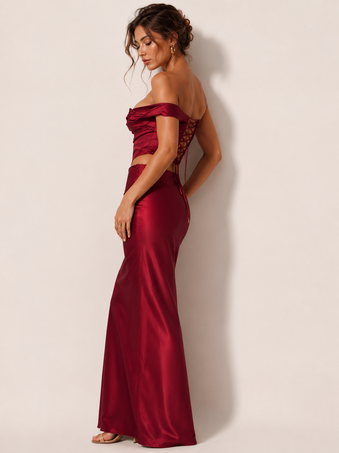 Ruby Allure Satin Co-Ord Maxi Set 4