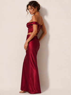 Ruby Allure Satin Co-Ord Maxi Set 4