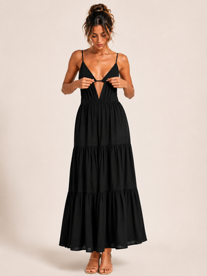 Midnight Breeze Cut-Out Maxi Dress – Black 3